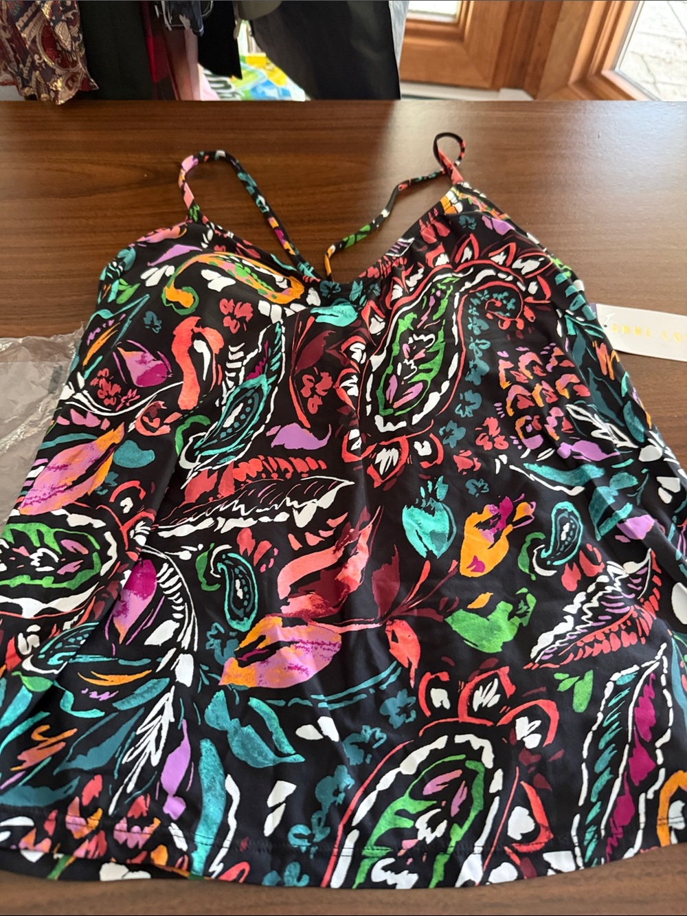 Anne Cole Black Paisley One-Piece Swimsuit with Multicolor Print - Picture 1 of 2